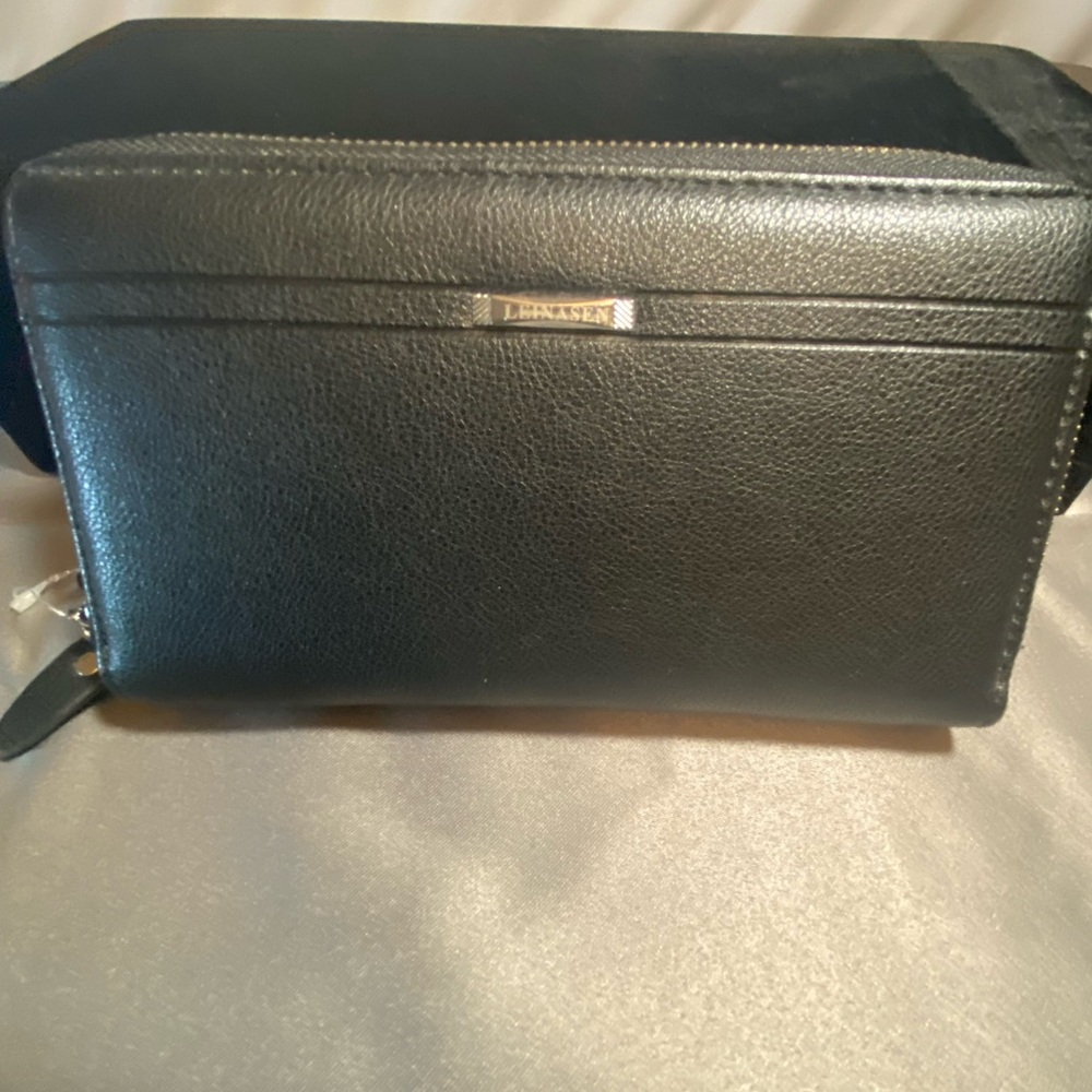 LEINASEN black multi pocket wallet with hands strap black